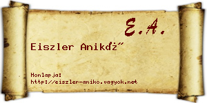 Eiszler Anikó névjegykártya